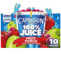 Capri Sun 100 % Juice  Fruit Punch 4x10 Pack 177 ml