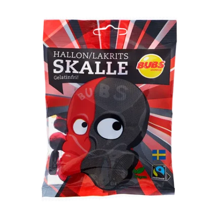 BUBS GODIS SKULLS FRAMBOOS &AMP; ZOETHOUT 16 X 90G