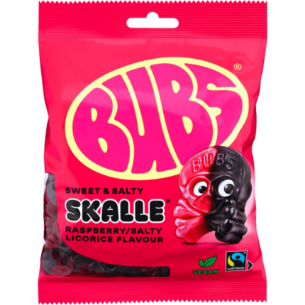BUBS SKALLE SWEET & SALTY RASPBERRY LICORICE 16 x 90g