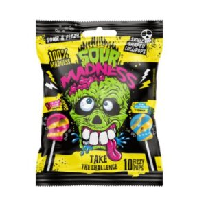 Sour Madness Multibag Skulled Fruit Lollipops 12x90gr