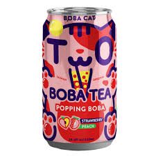 Boba Cat Fruity Peach Strawberry Popping Boba Tea 24x320ml TWN