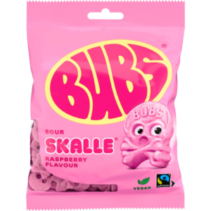 BUBS SKALLE SOUR RASPBERRY 12 x 90g