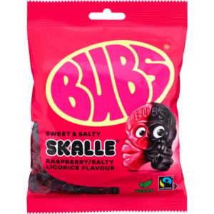 BUBS SKALLE SWEET & SALTY RASPBERRY LICORICE 16 x 90g