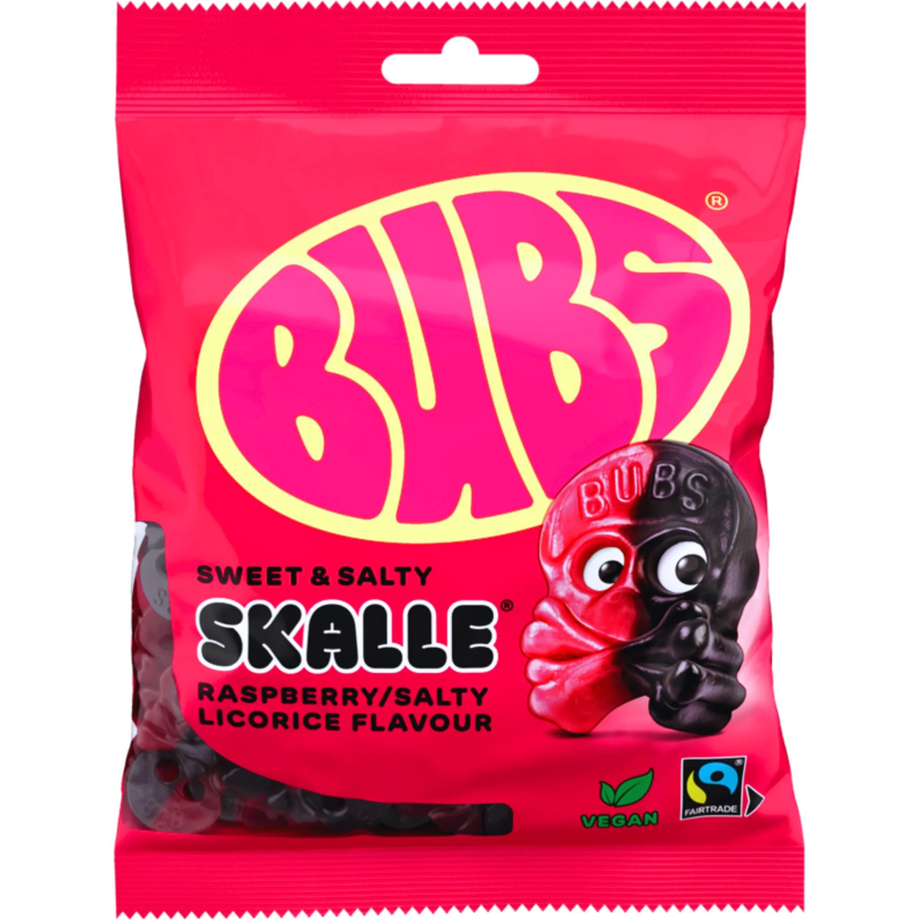 BUBS SKALLE SWEET & SALTY RASPBERRY LICORICE 16 x 90g