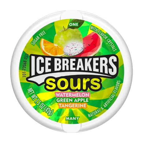 ICE BREAKERS SOURS WATERMELON GREEN APPLE TANGERINE 8 X 42G